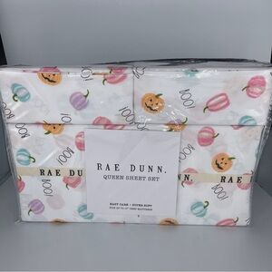 Rae Dunn Pumpkin Pink Pastel Jack O Lantern BOO Halloween Queen Sheets NEW